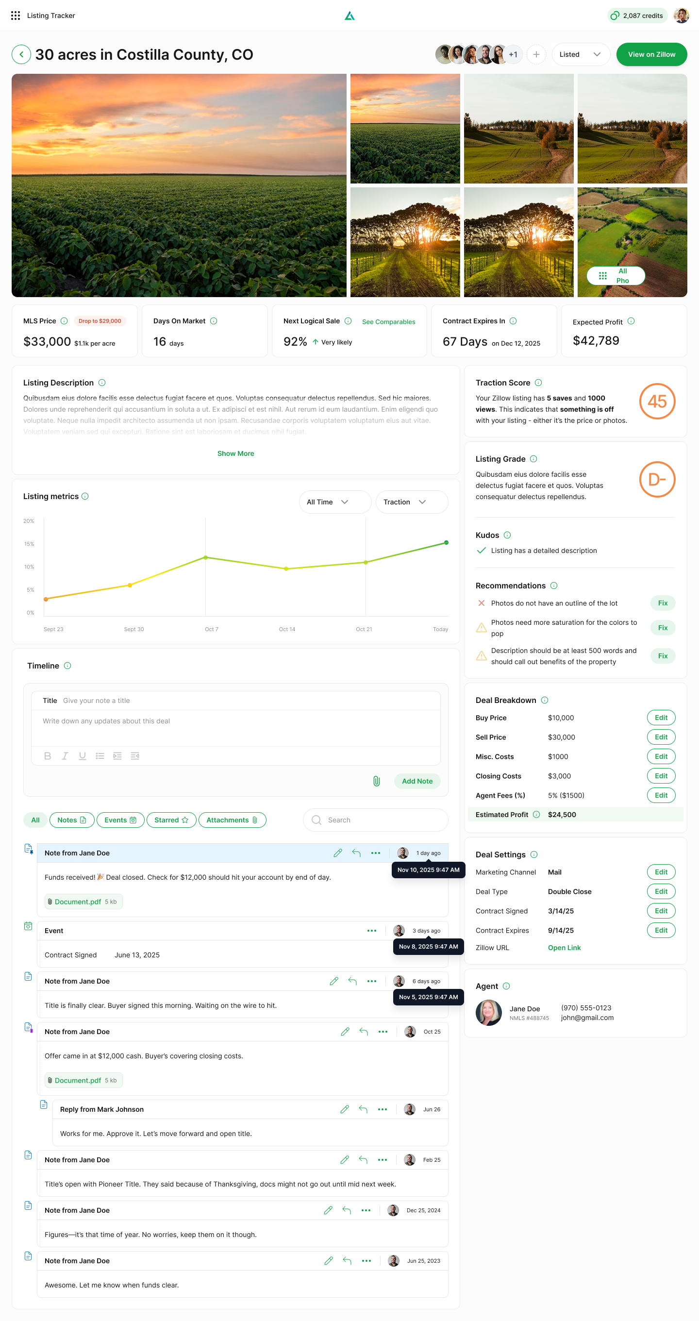 Date selection detail for deal timeline